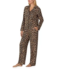 kate spade new york Cozy Jersey Knit Animal Print Long Sleeve Notch Collar Holiday Pajama Set