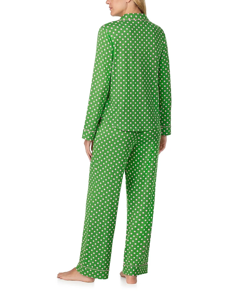 kate spade new york Cozy Jersey Knit Dotted Long Sleeve Notch Collar Holiday Pajama Set