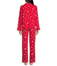 kate spade new york Cozy Jersey Knit Peppermint Dot Print Long Sleeve Notch Collar Holiday Pajama Set