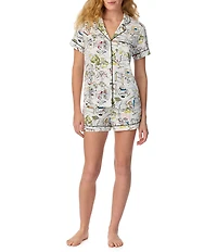 kate spade new york Cozy Weekend Print Short Sleeve Notch Collar Jersey Knit Shorty Pajama Set