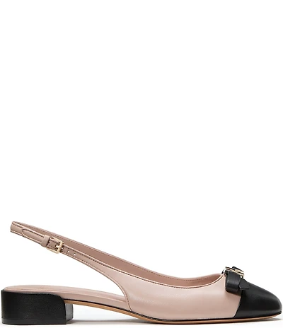 kate spade new york Deco Bow Leather Slingback Cap Toe Flats