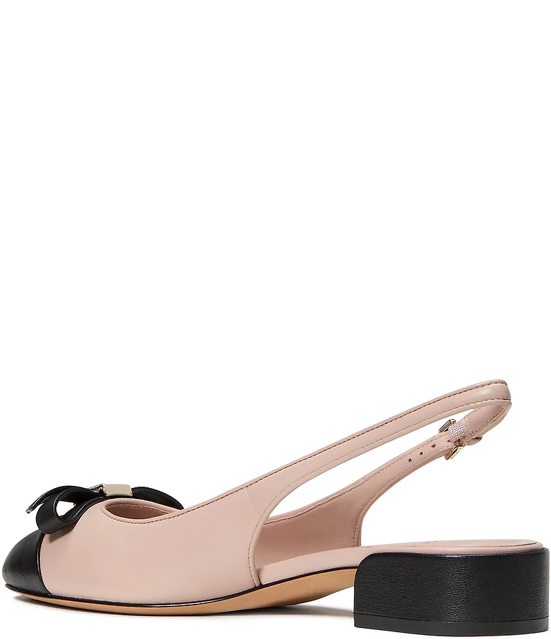 kate spade new york Deco Bow Leather Slingback Cap Toe Flats