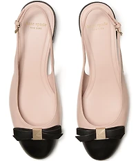 kate spade new york Deco Bow Leather Slingback Cap Toe Flats