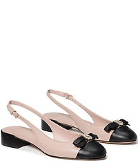 kate spade new york Deco Bow Leather Slingback Cap Toe Flats