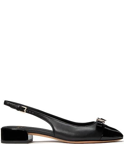 kate spade new york Deco Bow Leather Slingback Patent Cap Toe Flats