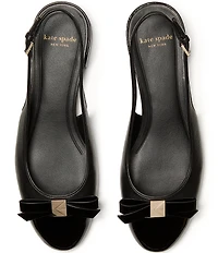 kate spade new york Deco Bow Leather Slingback Patent Cap Toe Flats