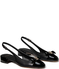 kate spade new york Deco Bow Leather Slingback Patent Cap Toe Flats