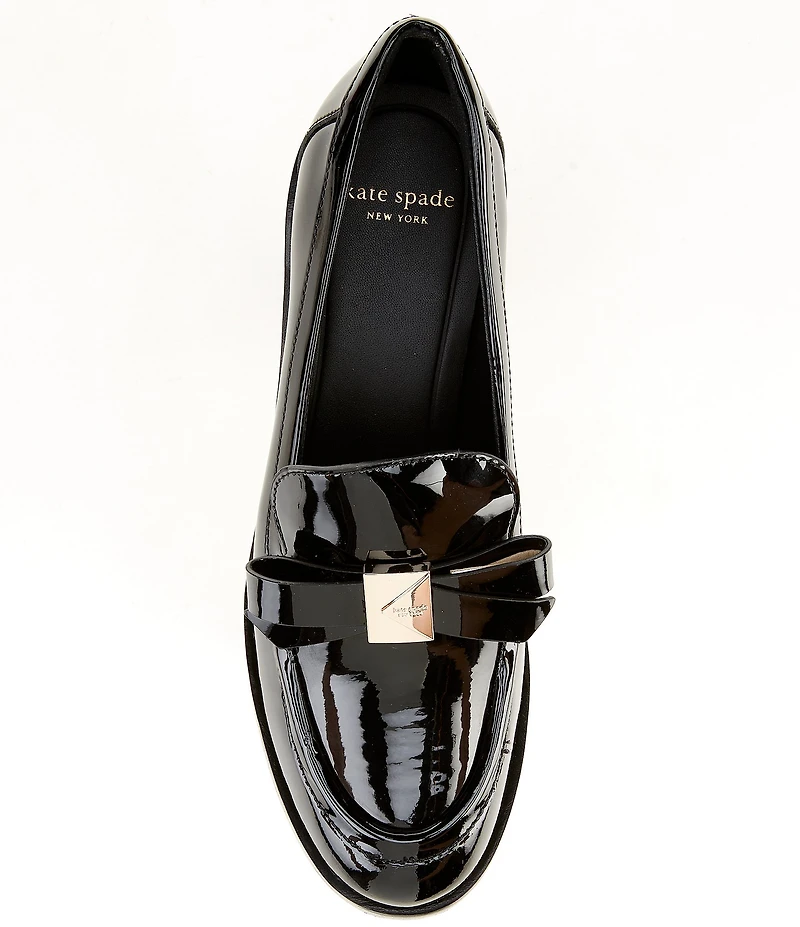 kate spade new york Deco Bow Patent Leather Block Loafers