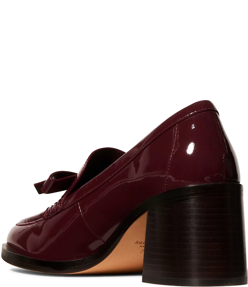 kate spade new york Deco Bow Patent Leather Block Loafers