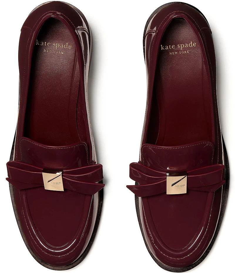 kate spade new york Deco Bow Patent Leather Block Loafers