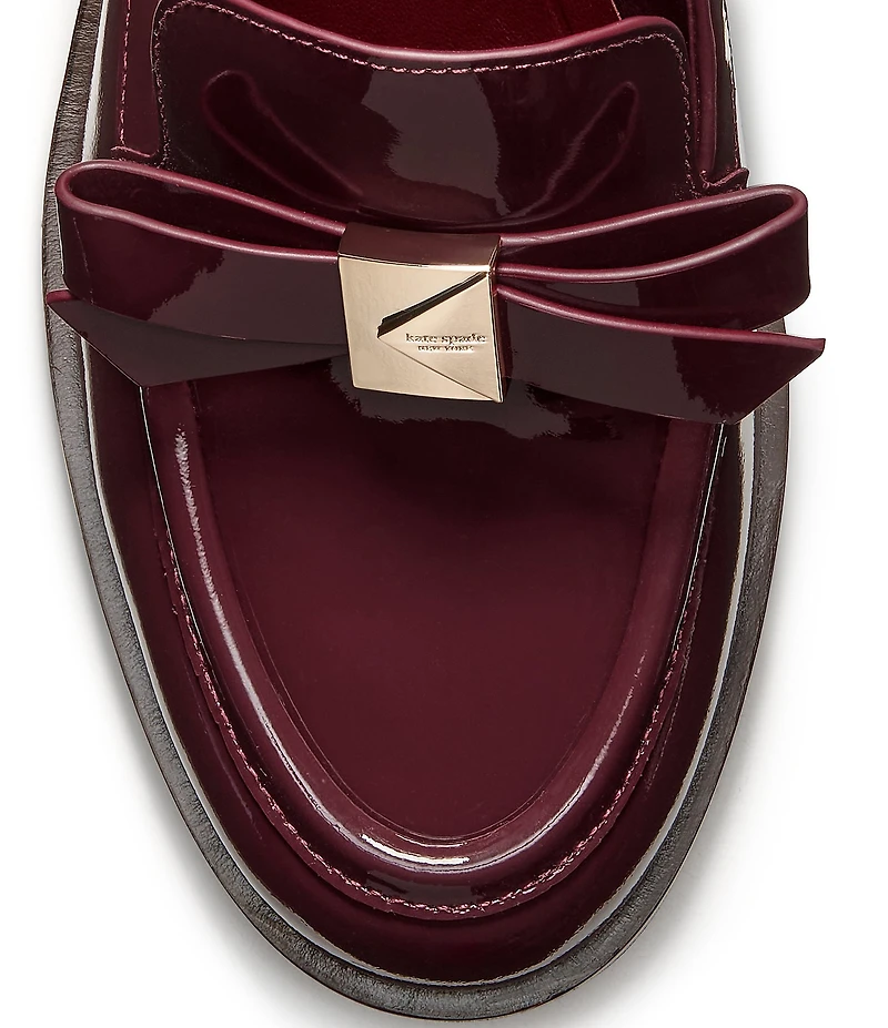 kate spade new york Deco Bow Patent Leather Block Loafers