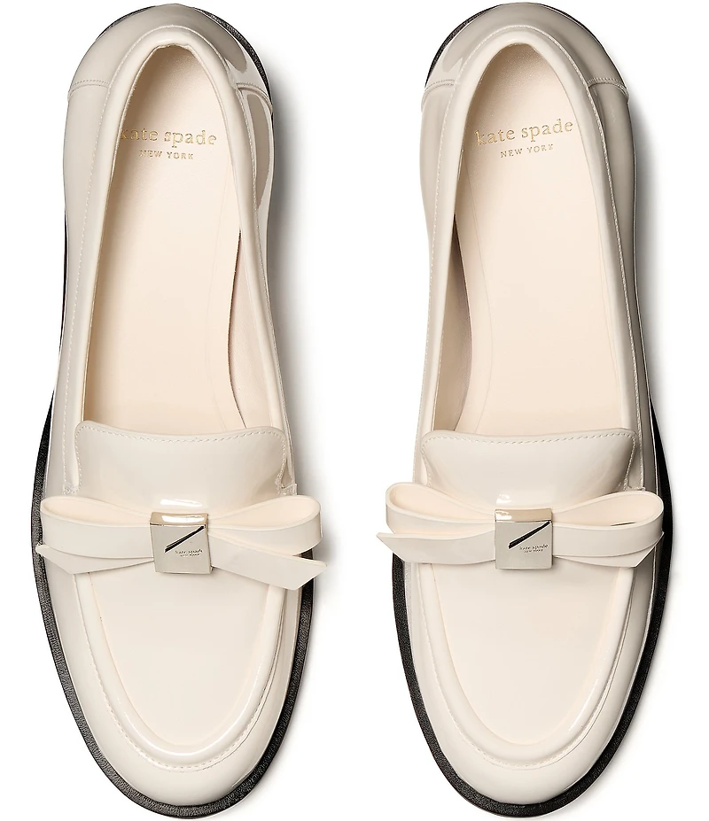 kate spade new york Deco Bow Patent Leather Block Loafers