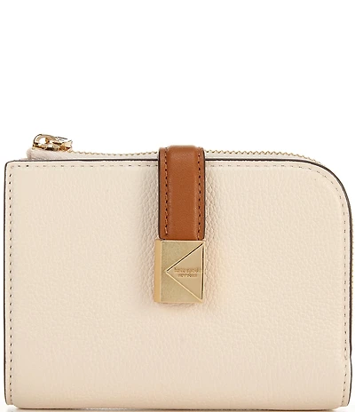 kate spade new york Deco Colorblocked Pebbled Leather Small Compact Wallet