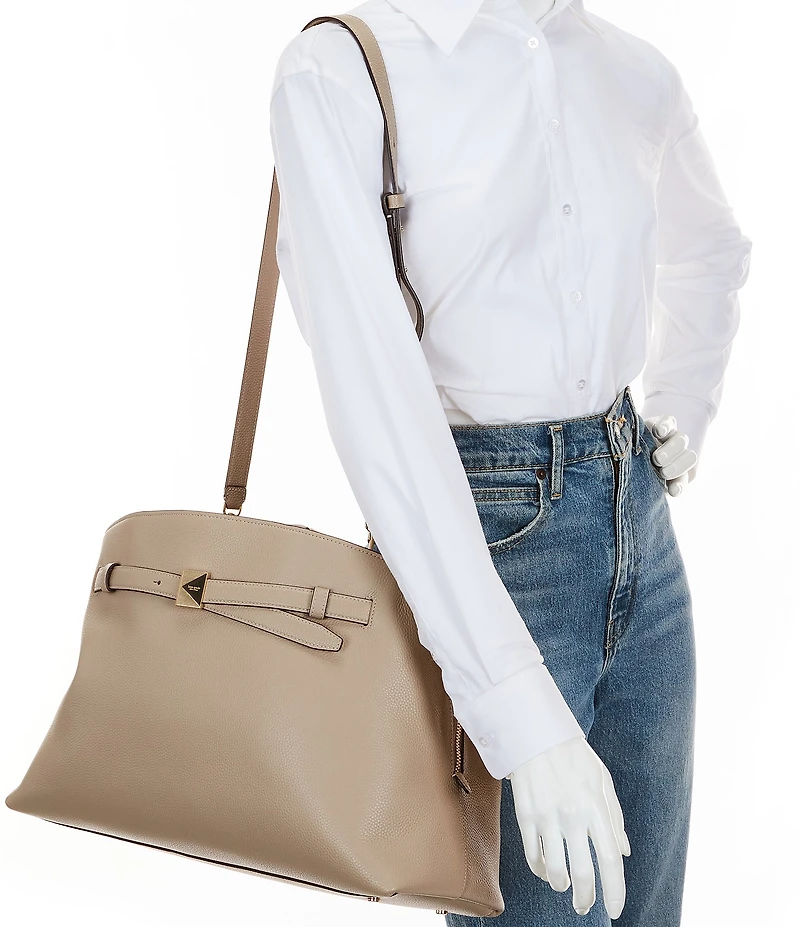 kate spade new york Deco Large Belted Pebbled Leather Satchel Bag