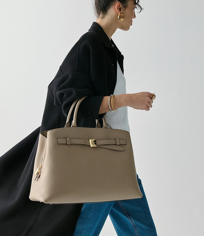 kate spade new york Deco Large Belted Pebbled Leather Satchel Bag