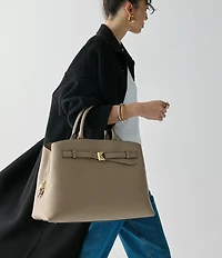 kate spade new york Deco Large Belted Pebbled Leather Satchel Bag