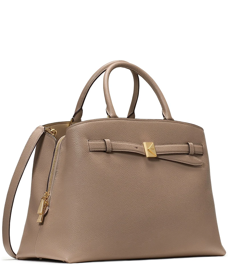 kate spade new york Deco Large Belted Pebbled Leather Satchel Bag