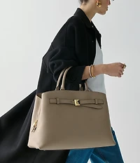 kate spade new york Deco Large Belted Pebbled Leather Satchel Bag