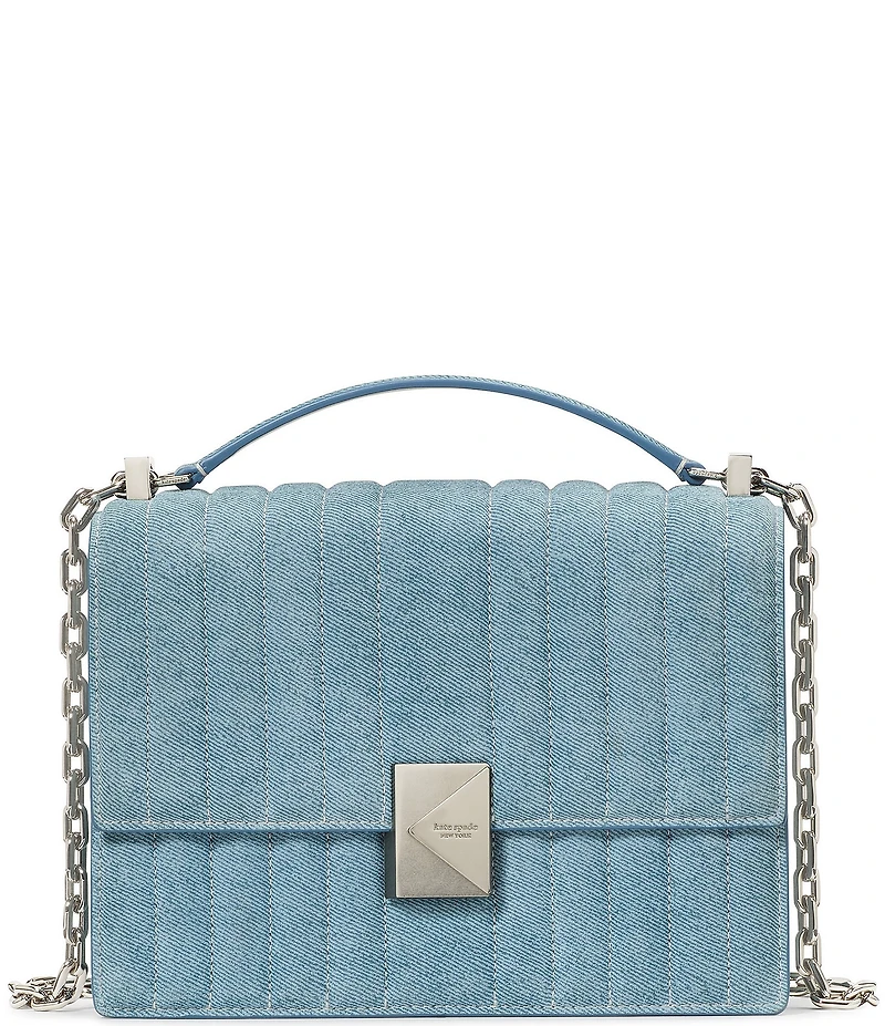 kate spade new york Deco Quilted Denim Suede Chain Convertible Shoulder Bag