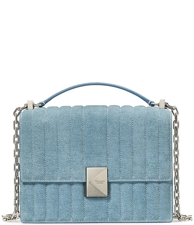 kate spade new york Deco Quilted Denim Suede Chain Convertible Shoulder Bag