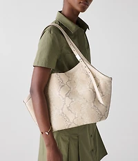 kate spade new york Deco Snake Embossed Leather Tulip Handle Tote Bag