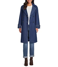 kate spade new york Denim Water Resistant Notch Collar Long Sleeve Belted Trench Coat