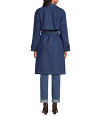 kate spade new york Denim Water Resistant Notch Collar Long Sleeve Belted Trench Coat