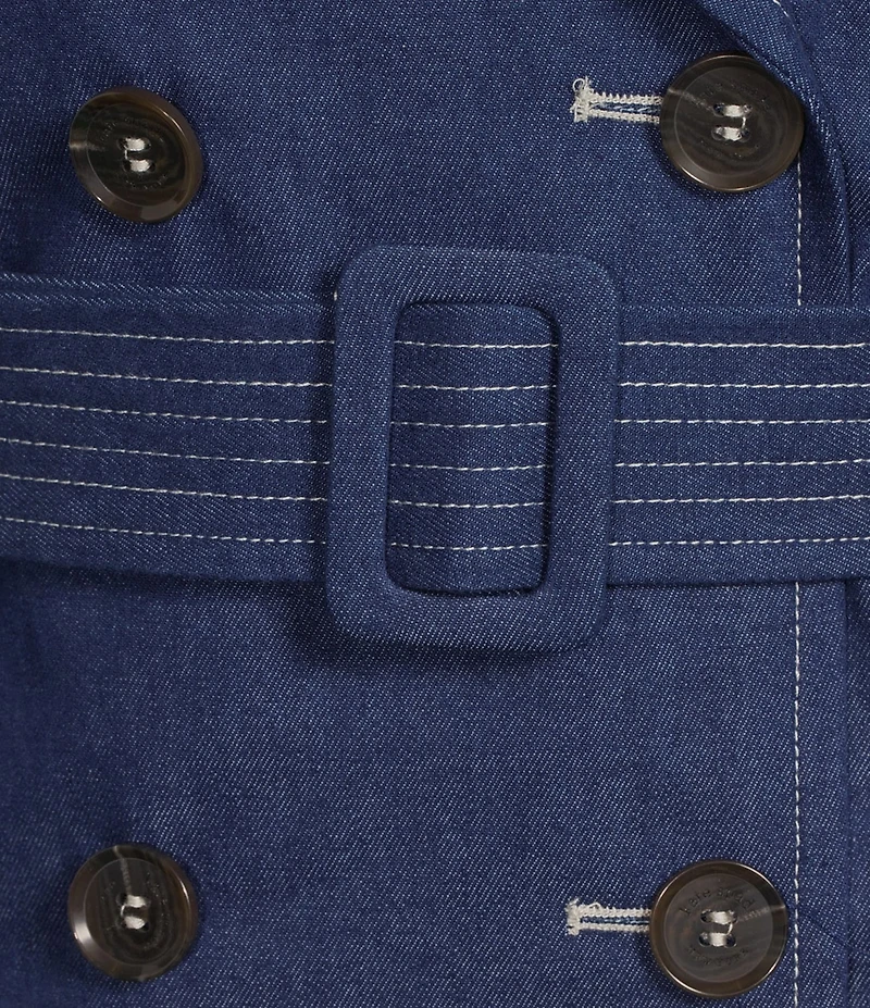 kate spade new york Denim Water Resistant Notch Collar Long Sleeve Belted Trench Coat
