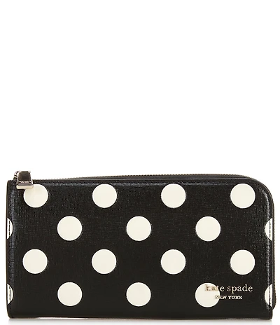 kate spade new york Devin Breezy Polka Dot Leather Zip Around Continental Wallet