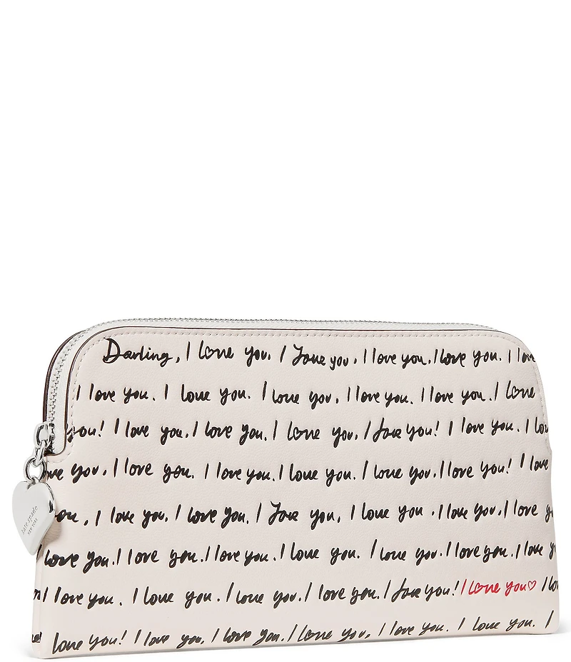 kate spade new york Devin 'I Love You' Script Novelty Leather Pouch