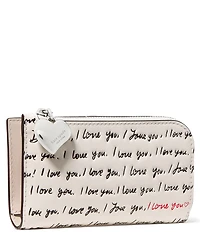 kate spade new york Devin Small 'I Love You' Embossed Script Slim Bifold Wallet