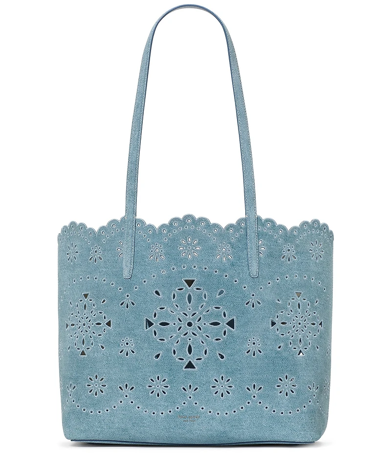 kate spade new york Spade Flower Do It All Perforated Denim Suede Tote Bag