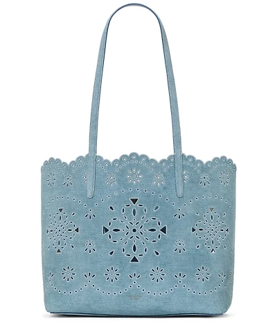 kate spade new york Spade Flower Do It All Perforated Denim Suede Tote Bag