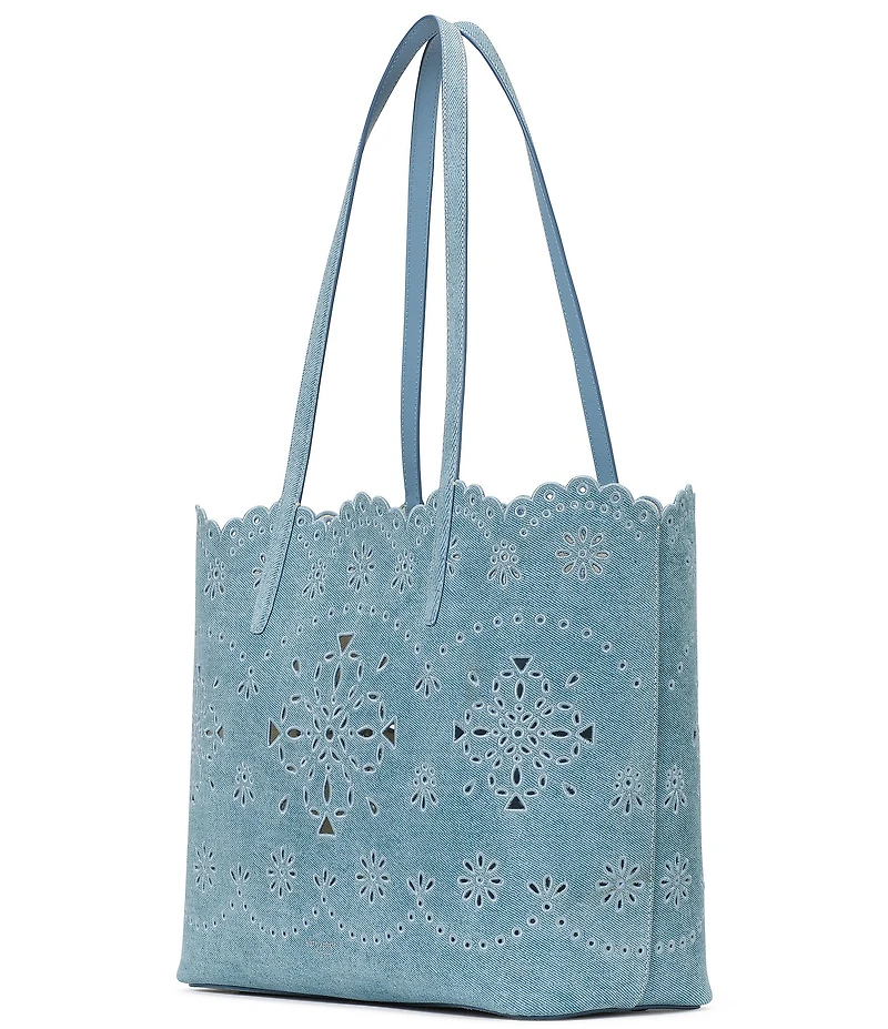 kate spade new york Spade Flower Do It All Perforated Denim Suede Tote Bag