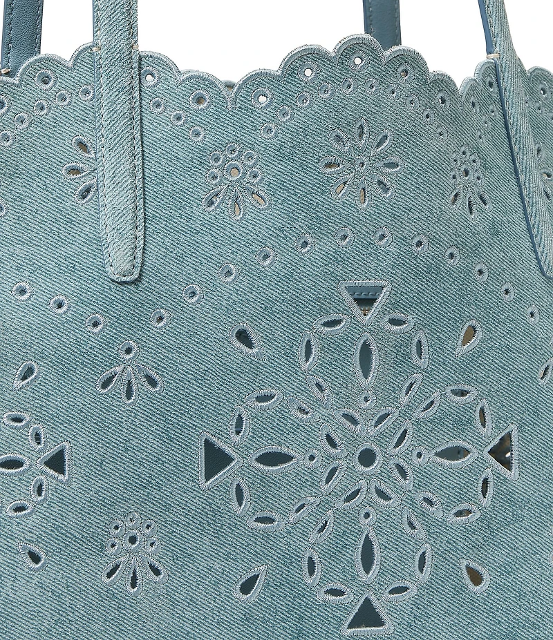 kate spade new york Spade Flower Do It All Perforated Denim Suede Tote Bag
