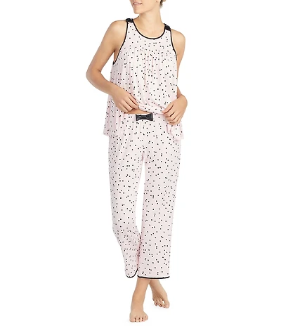 kate spade new york Dot Print Jersey Cropped Coordinating Pajama Set