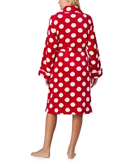 kate spade new york Dotted Print Long Sleeve Shawl Collar Chenille Plush Short Robe