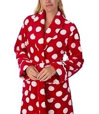 kate spade new york Dotted Print Long Sleeve Shawl Collar Chenille Plush Short Robe
