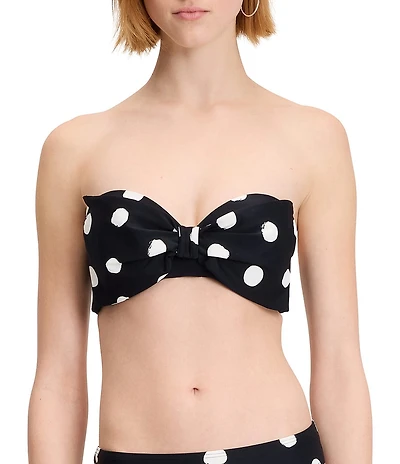 kate spade new york Dotted Print Sweetheart Neck Underwire Bandeau Swim Top