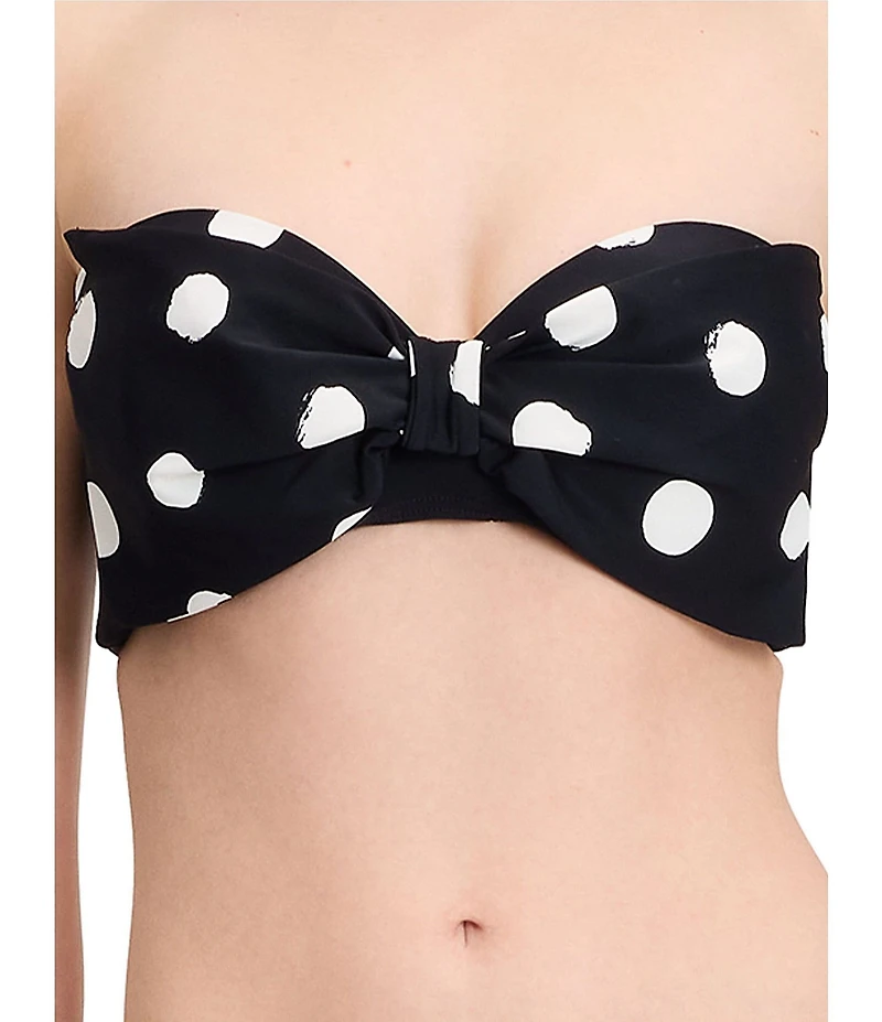 kate spade new york Dotted Print Sweetheart Neck Underwire Bandeau Swim Top