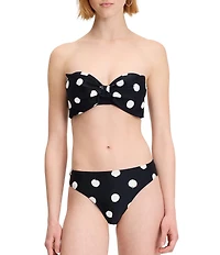 kate spade new york Dotted Print Sweetheart Neck Underwire Bandeau Swim Top