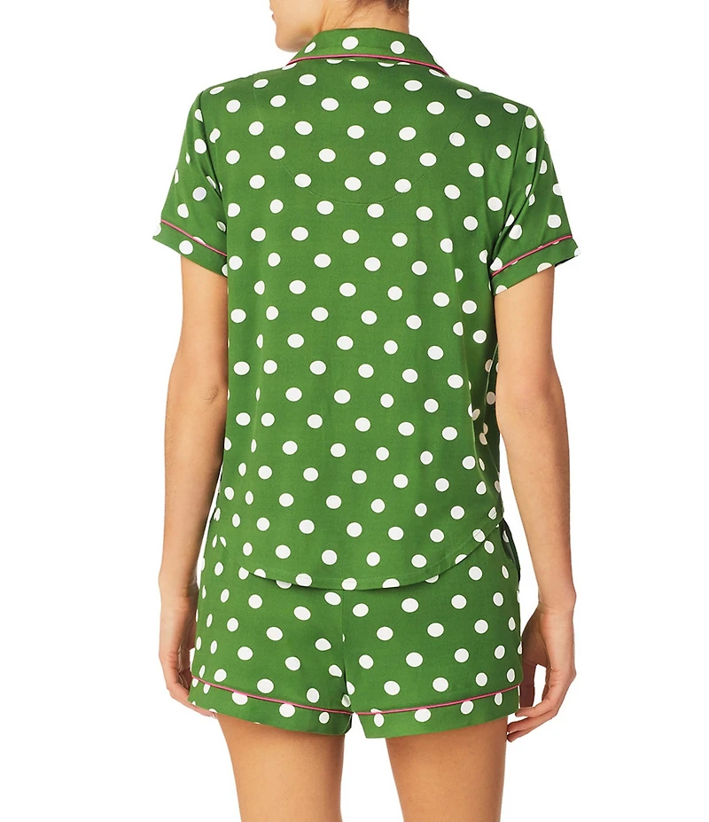 kate spade new york Dotted Short Sleeve Notch Collar Cozy Knit Jersey Shorty Pajama Set