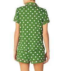 kate spade new york Dotted Short Sleeve Notch Collar Cozy Knit Jersey Shorty Pajama Set