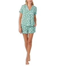 kate spade new york Duck Print Short Sleeve Notch Collar Knit Shorty Pajama Set