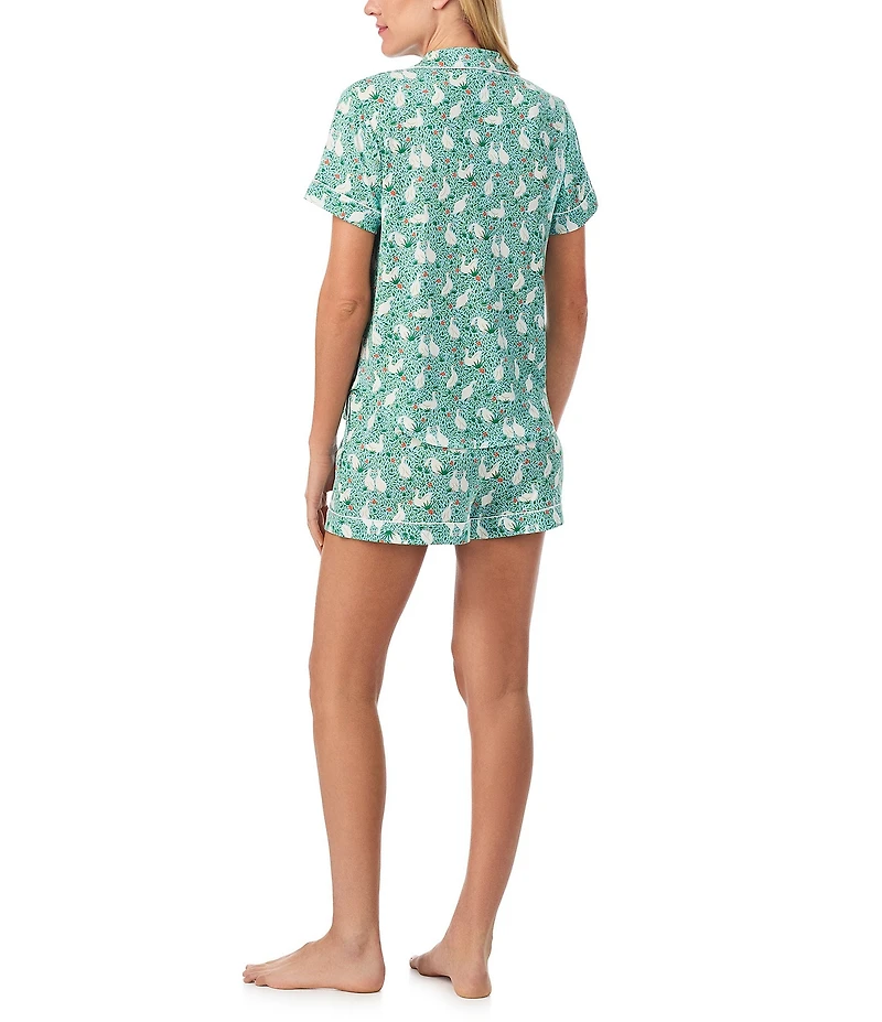 kate spade new york Duck Print Short Sleeve Notch Collar Knit Shorty Pajama Set