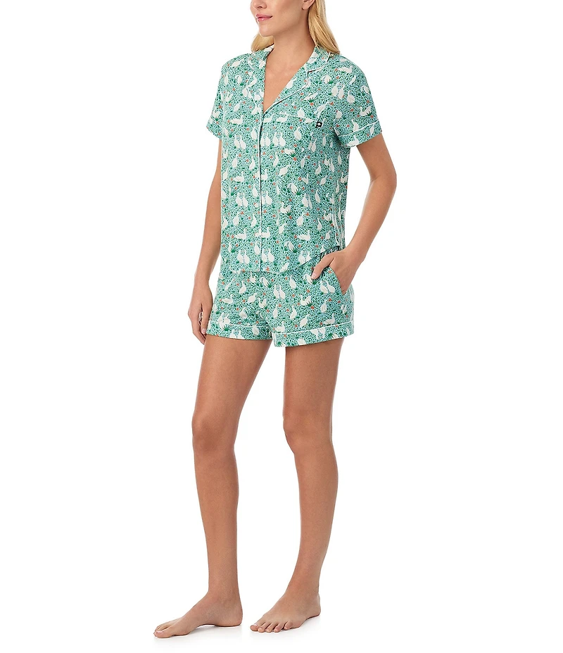 kate spade new york Duck Print Short Sleeve Notch Collar Knit Shorty Pajama Set