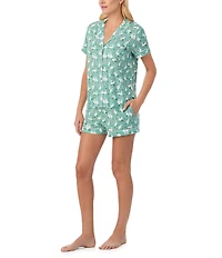 kate spade new york Duck Print Short Sleeve Notch Collar Knit Shorty Pajama Set