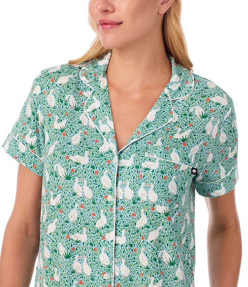 kate spade new york Duck Print Short Sleeve Notch Collar Knit Shorty Pajama Set