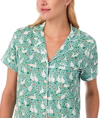kate spade new york Duck Print Short Sleeve Notch Collar Knit Shorty Pajama Set