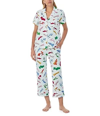 kate spade new york Favorite Shoe Print Short Sleeve Notch Collar Cropped Pajama Set